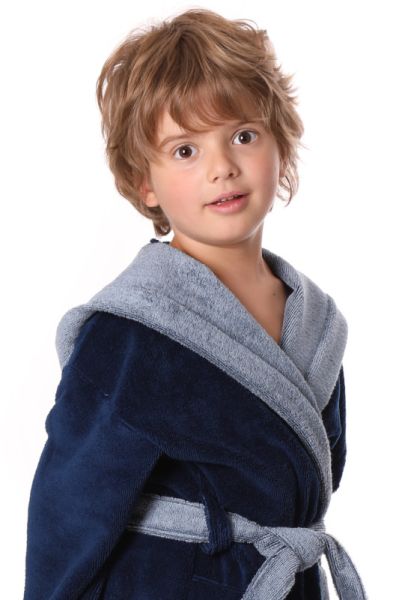 TAMPA DUO dětský župan s kapucí - Tmavě modrá, vel. 116, galerie